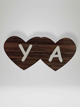 Y Harfi (Sol Parça) – Ahşap Puzzle Kalp Harf Magnet – Buzdolabı Süsü – İkili Uyumlu (kod:1045)