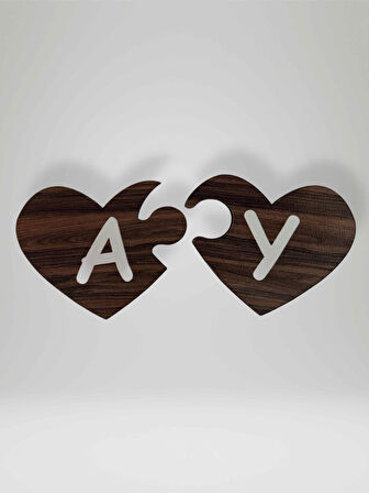 Y Harfi (Sağ Parça) – Ahşap Puzzle Kalp Harf Magnet – Buzdolabı Süsü – İkili Uyumlu (kod:1047)