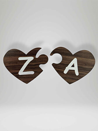Z Harfi (Sol Parça) – Ahşap Puzzle Kalp Harf Magnet – Buzdolabı Süsü – İkili Uyumlu (kod:1048)