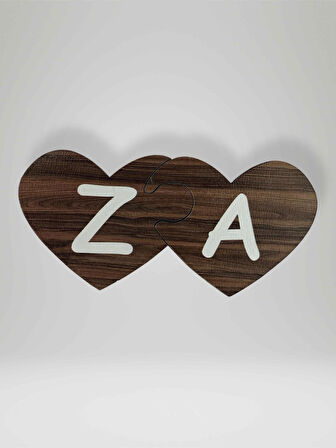 Z Harfi (Sol Parça) – Ahşap Puzzle Kalp Harf Magnet – Buzdolabı Süsü – İkili Uyumlu (kod:1048)