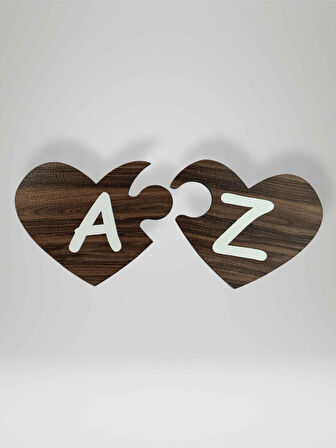 Z Harfi (Sağ Parça) – Ahşap Puzzle Kalp Harf Magnet – Buzdolabı Süsü – İkili Uyumlu (kod:1049)