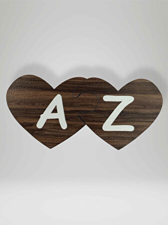Z Harfi (Sağ Parça) – Ahşap Puzzle Kalp Harf Magnet – Buzdolabı Süsü – İkili Uyumlu (kod:1049)