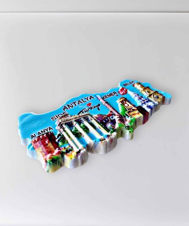 ANTALYA ( Alanya, Side , Kemer , Belek ) Temalı Polyester Kabartmalı Magnet 10x4 cm (KOD:1108) Dekoratif Hediyelik Buzdolabı Süsü