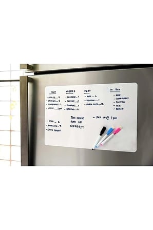 Magnetli Kalemli Buzdolabı Notluk 50X60 Cm - Magnet Planlayıcı Buzdolabı Not Panosu + 2 Kalem (Sürpriz Hediyeli)