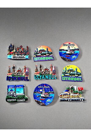 İstanbul Temalı Polyester Magnet. 8cm X 5cm. Sarı