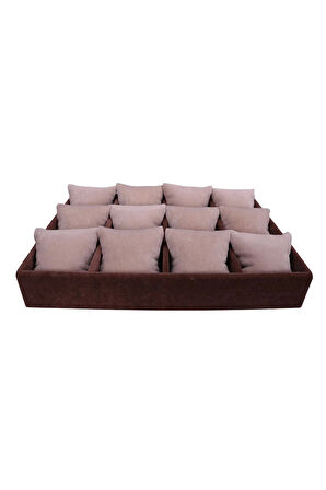 Yerli Üretim Süet Kumaş Kahve Renk 34/24 Cm Yastıklı Çekmece Içi Yastıklı Saat Ve Takı Kutusu