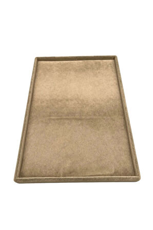 Yerli Üretim Süet Kumaş Sütlü Kahve Renk 34/24 cm Takı Servis Sunum Tablası