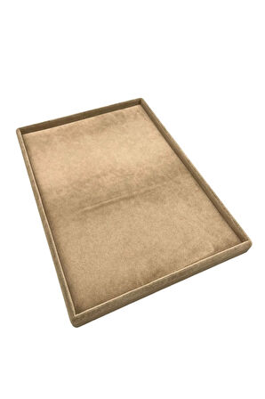 Yerli Üretim Süet Kumaş Sütlü Kahve Renk 34/24 cm Takı Servis Sunum Tablası