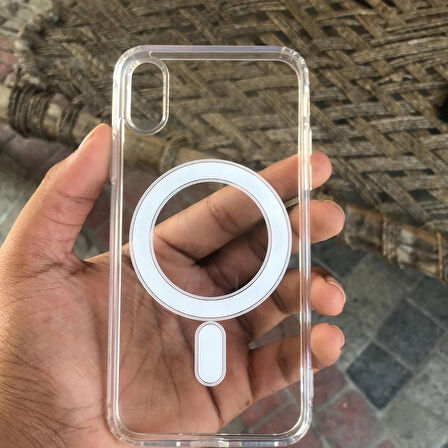 iPhone XS MAX Uyumlu Magsafe Kablosuz Şarj Özellikli Şeffaf Silikon Kılıf