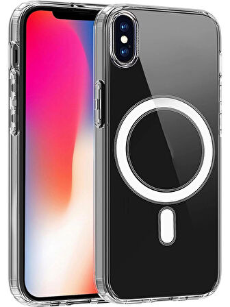 iPhone X ve XS Uyumlu Magsafe Kablosuz Şarj Özellikli Şeffaf Silikon Kılıf
