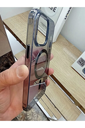 İPhone 14 Pro Max Uyumlu Sararmaz Siyah Şeffaf MagSafe Özellikli Kılıf Darbe Korumalı Kapak