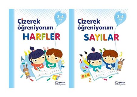 Uçanbalık Çizerek Öğreniyorum Harfler + Sayılar 3-4 Yaş 36+ Ay 2 Kitap