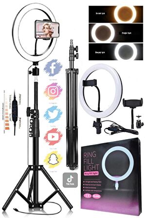 Youtuber Led Işıklı Tripod Selfie Makyaj Ring Light 10 Inç Halka