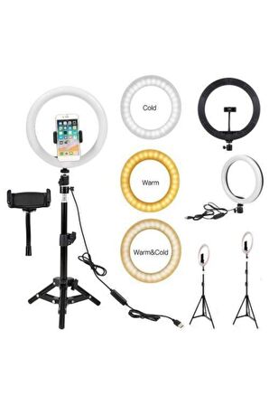 Youtuber Led Işıklı Tripod Selfie Makyaj Ring Light 10 Inç Halka