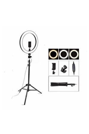 Profesyonel Ring Light Seti 10 İnç LED Halka Işık ve 2.1 Metre Ayaklı Tripod