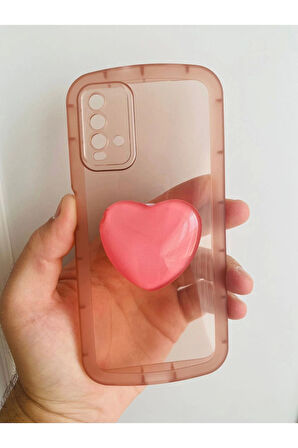 Xiaomi Mi 9T Kamera Korumalı Popsocketli Pembe Kılıf
