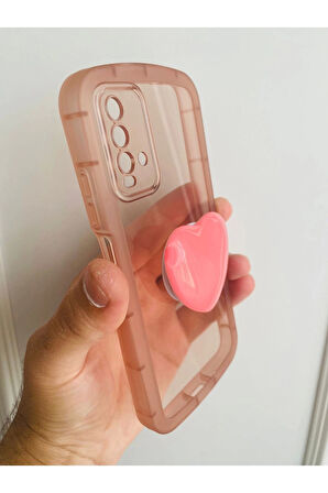 Xiaomi Mi 9T Kamera Korumalı Popsocketli Pembe Kılıf