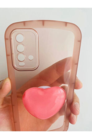 Xiaomi Mi 9T Kamera Korumalı Popsocketli Pembe Kılıf