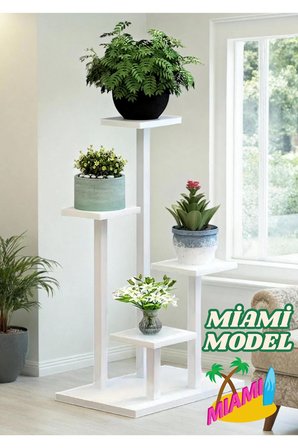 MİAMİ MODEL BEYAZ ÇOK KATLI METAL SAKSI ÇİÇEK BİTKİ 4 KAT STANDI (1 ADET FİYATI) SALON OTURMA BALKON