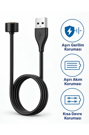 Xiaomi Mi Band 5-6-7 / Amazit Fit Band 5 Uyumlu Yükek Kalite Usb Şarj Cihazı Kablosu