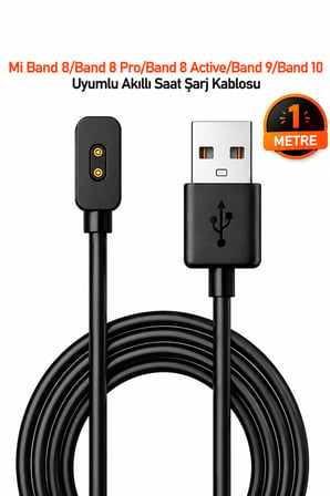 Xiaomi Mi band 8/Band 8 Pro/Band 8 Active/Band 9/Band 10/Band 10 Pro Uyumlu Akıllı Saat Usb Şarj Aleti Kablosu