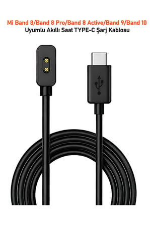 Xiaomi Mi band 8/Band 8 Pro/Band 8 Active/Band 9/Band 10/Band 10 Pro Uyumlu Akıllı Saat Usb Şarj Aleti Kablosu