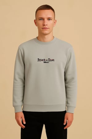 Lenithra Attack On Titan Mikasa Anime Sırt Baskılı Unisex Oversize Sweatshirt Gri / XL