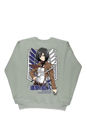 Lenithra Attack On Titan Mikasa Anime Sırt Baskılı Unisex Oversize Sweatshirt Gri / XL