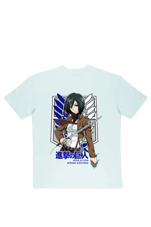 Lenithra Attack On Titan Mikasa Anime Sırt Baskılı Unisex Oversize T-shirt Beyaz / L