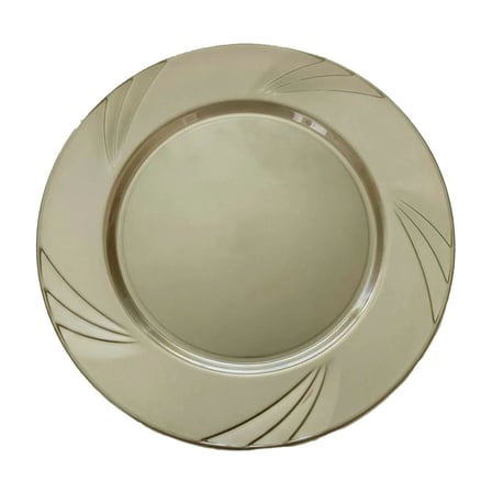 Omeyva 23 Cm. Plastik Mika Bronz Altın Sorfa Piknik Seti - 48 Kişilik Tabak Çatal Kaşık Takımı