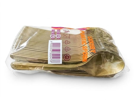 Omeyva 23 Cm. Plastik Mika Bronz Altın Sorfa Piknik Seti - 48 Kişilik Tabak Çatal Kaşık Takımı