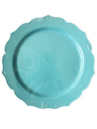Omeyva 23 Cm. Plastik Mika Turkuaz Sorfa Piknik Seti - 12 Kişilik Tabak Bardak Çatal Kaşık Takımı