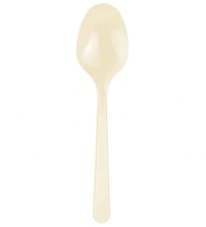 Omeyva 26 Cm. Sert Plastik Mika Krem Sorfa Piknik Seti - 24 Kişilik Tabak Bardak Çatal Kaşık Takımı