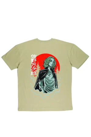Lenithra Tokyo Revengers Mikey Anime Sırt Baskılı Unisex Oversize T-shirt Bej / S