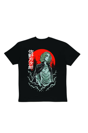 Lenithra Tokyo Revengers Mikey Anime Sırt Baskılı Unisex Oversize T-shirt Siyah / XL