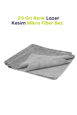 Profesyonel MikroFiber Bez  İki Gri Renk 40 x 40 cm - Lazer Kesim Kusursuz Parlaklık!