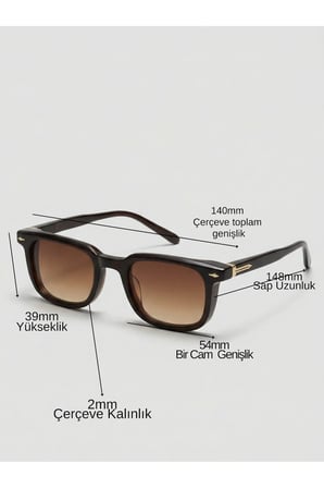 Miles Kahverengi Küçük 47 Ekartman Unisex Güneş Gözlüğü Dikdörtgen