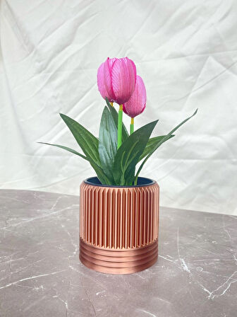 3D TASARIM BAKIR RENK MİNİ VAZO