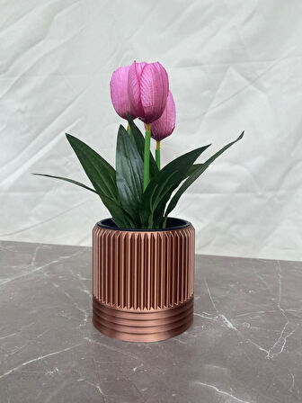 3D TASARIM BAKIR RENK MİNİ VAZO