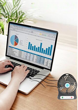 Mini Fan 3 Kademeli Portable Masaüstü Taşınabilir Şarj Edilebilir Fan Ofis İçi Kullanım