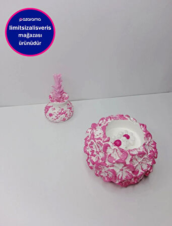 Minik Pembe Vazo Mumluk Takımı Çiçek Desenli Dekoratif Biblo