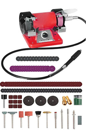 Mini Çok Fonksiyonlu  Zımpara Bileme Taş Motoru (105 Parça Gravür Seti Hediye)