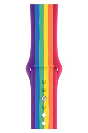 Watch 2 3 4 5 6 7 8 9 Se 38 40 41mm Uyumlu Spor Silikon Kordon Rainbow 