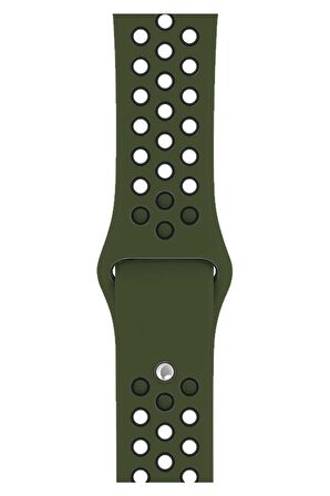 Watch 2 3 4 5 6 7 8 9 Se 38 40 41mm Uyumlu Delikli Spor Silikon Kordon Khaki 