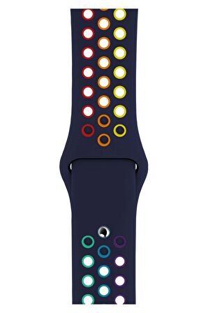 Watch 2 3 4 5 6 7 8 9 Se 38 40 41mm Uyumlu Delikli Spor Silikon Kordon Lavy Rainbow 