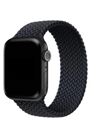 Watch 2 3 4 5 6 7 8 9 Se 38 40 41mm Uyumlu Örgü Loop Kordon Siyah Medium Beden