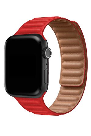 Watch 2 3 4 5 6 7 8 9 Se 38 40 41mm Uyumlu Broad Deri Kordon Red