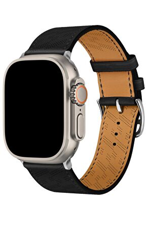 Watch 2 3 4 5 6 7 8 9 Se 38 40 41mm Uyumlu Hole Leather Kordon Siyah