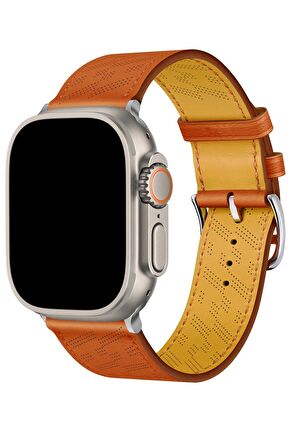 Watch 2 3 4 5 6 7 8 9 Se 38 40 41mm Uyumlu Hole Leather Kordon Turuncu