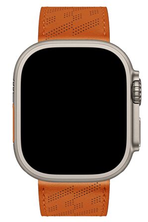 Watch 2 3 4 5 6 7 8 9 Se 38 40 41mm Uyumlu Hole Leather Kordon Turuncu